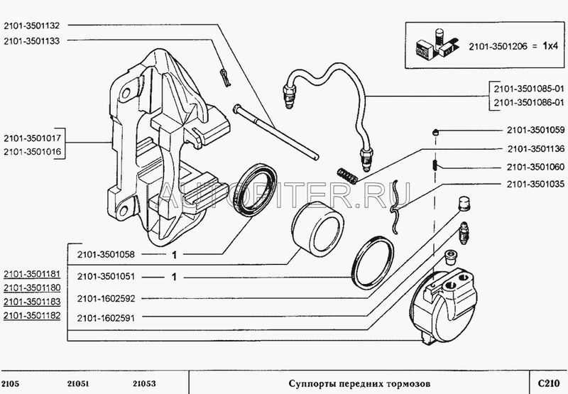 Снятие и установка суппорта переднего тормозного механизма на ваз 2101-2107