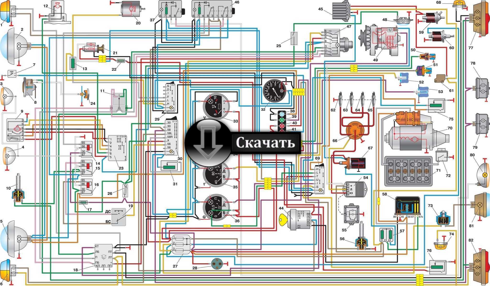 Электрическая схема проводки автомобилей уаз-3303 старого образца и ее особенности