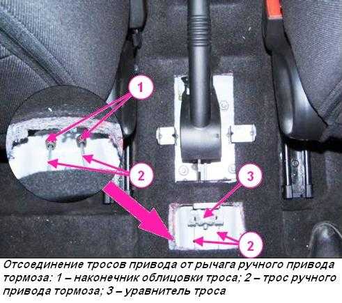 Рычаг ручного привода тормоза - снятие / установка,регулировка | ваз | руководство ваз