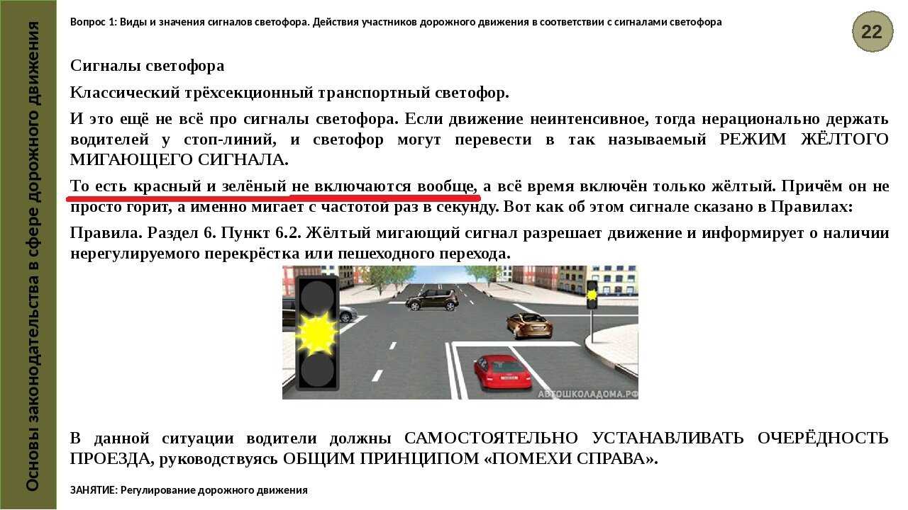 Сигналы светофора и регулировщика