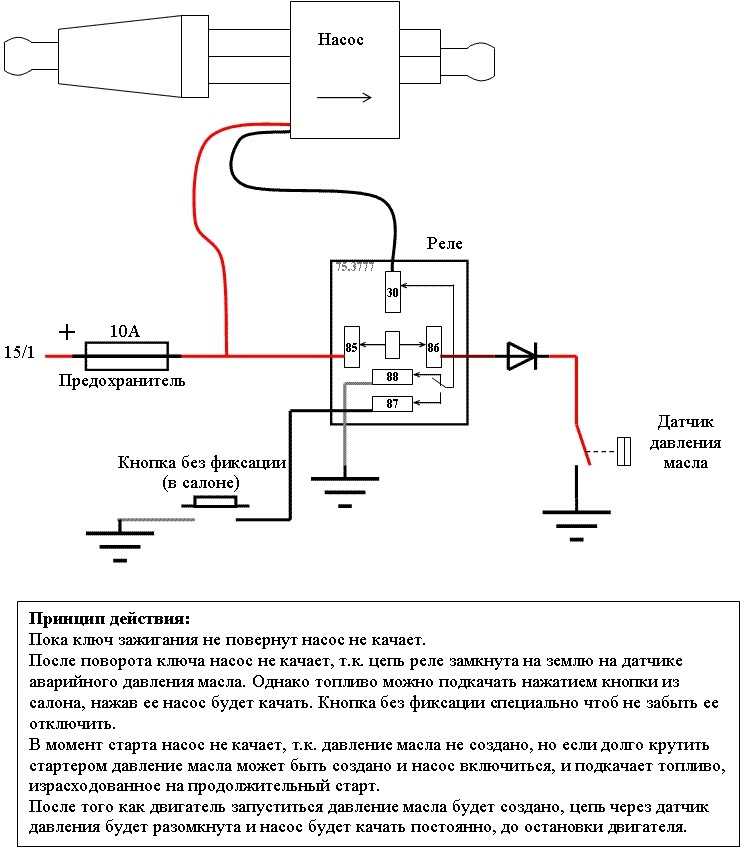 Схема подключения бензонасоса газель 406