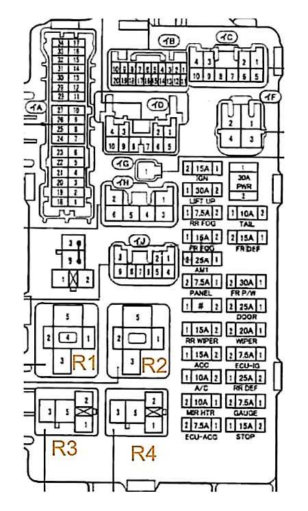 Предохранители и реле toyota vitz / platz (p10), 1998 - 2005